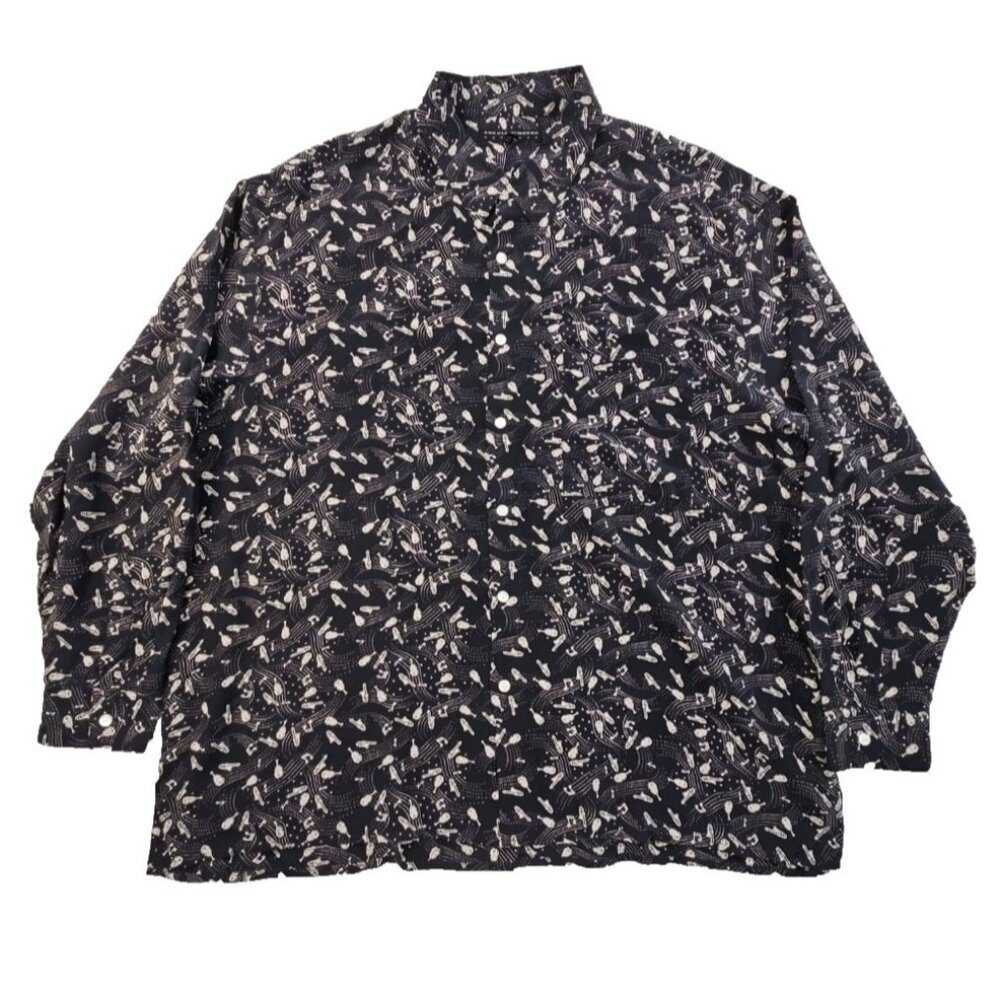 Arnold Zimberg New York Silk Shirt Men's XL Midnight Black Musical Long Sleeve‎